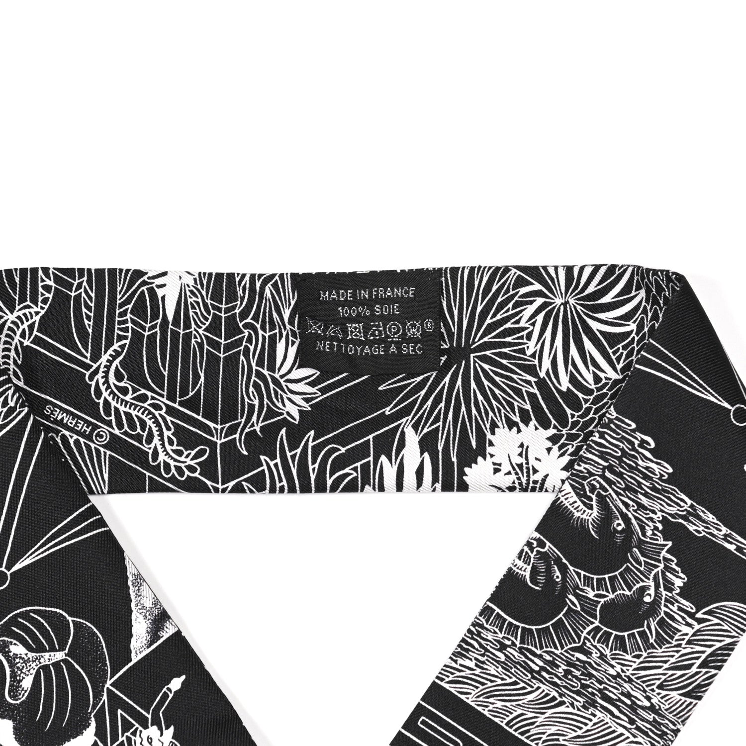 Hermes Silk Animapolis Twilly Black White 4 of 4