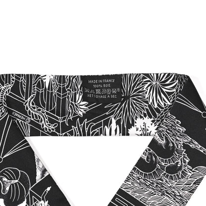 Hermes Silk Animapolis Twilly Black White 4 of 4
