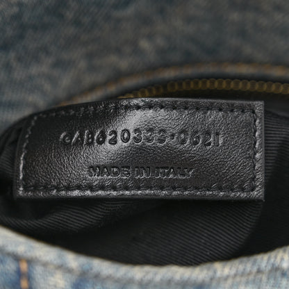 Saint Laurent Denim Quilted Toy Loulou Puffer Monogram Chain Satchel Blue Cinnamon 7 of 11