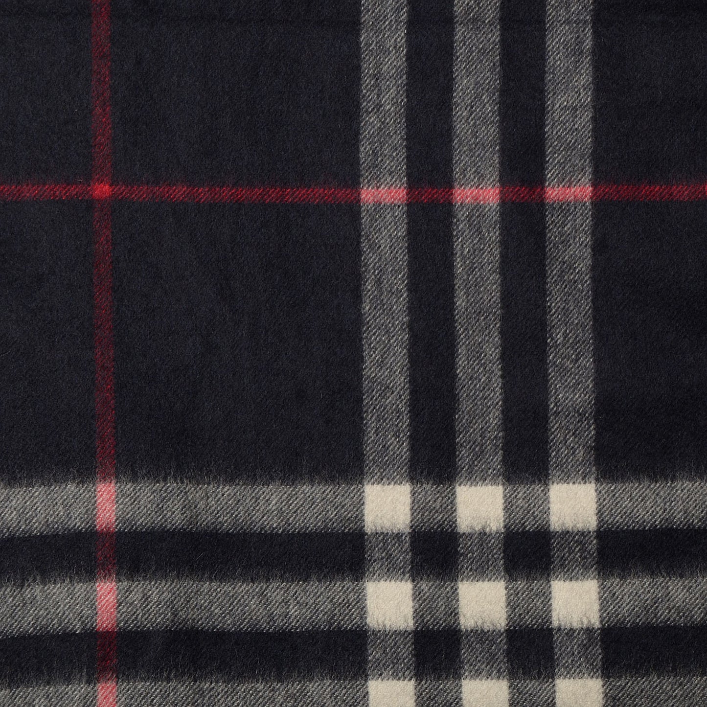 Cashmere Giant Check Scarf Navy