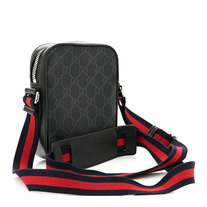 Gucci GG Supreme Monogram Appia Calfskin Web Small Camera Messenger Bag Black Grey 3 of 10