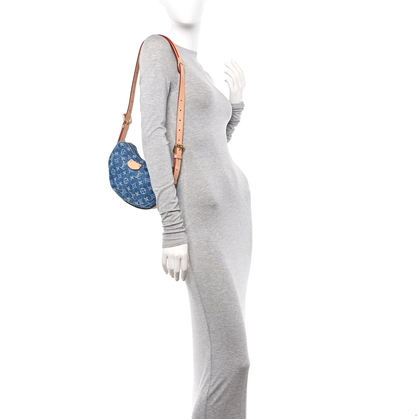Monogram Denim Croissant MM Blue