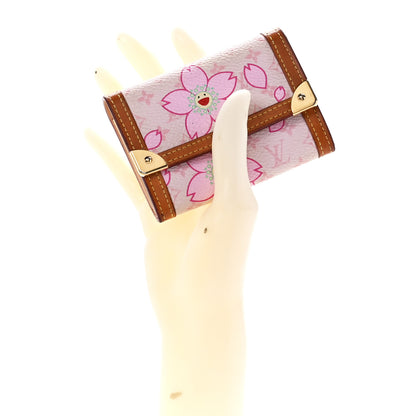 Louis Vuitton Monogram Cherry Blossom Porte-Monnaie Plat Coin Purse Pink 2 of 13