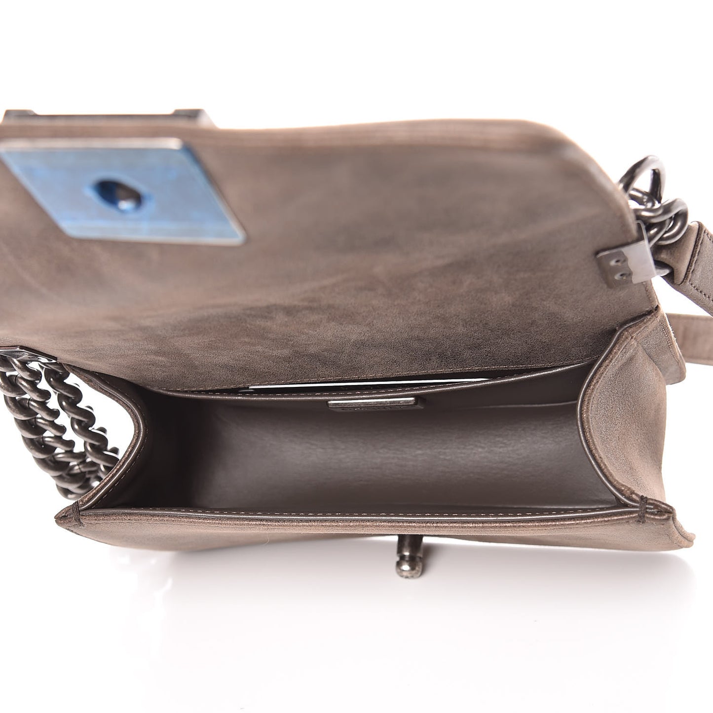 Metallic Lizard Iridescent Calfskin Small Boy Flap Bronze