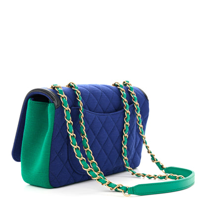Chanel Jersey Quilted Small CC Filigree Flap Blue Green 3 of 10