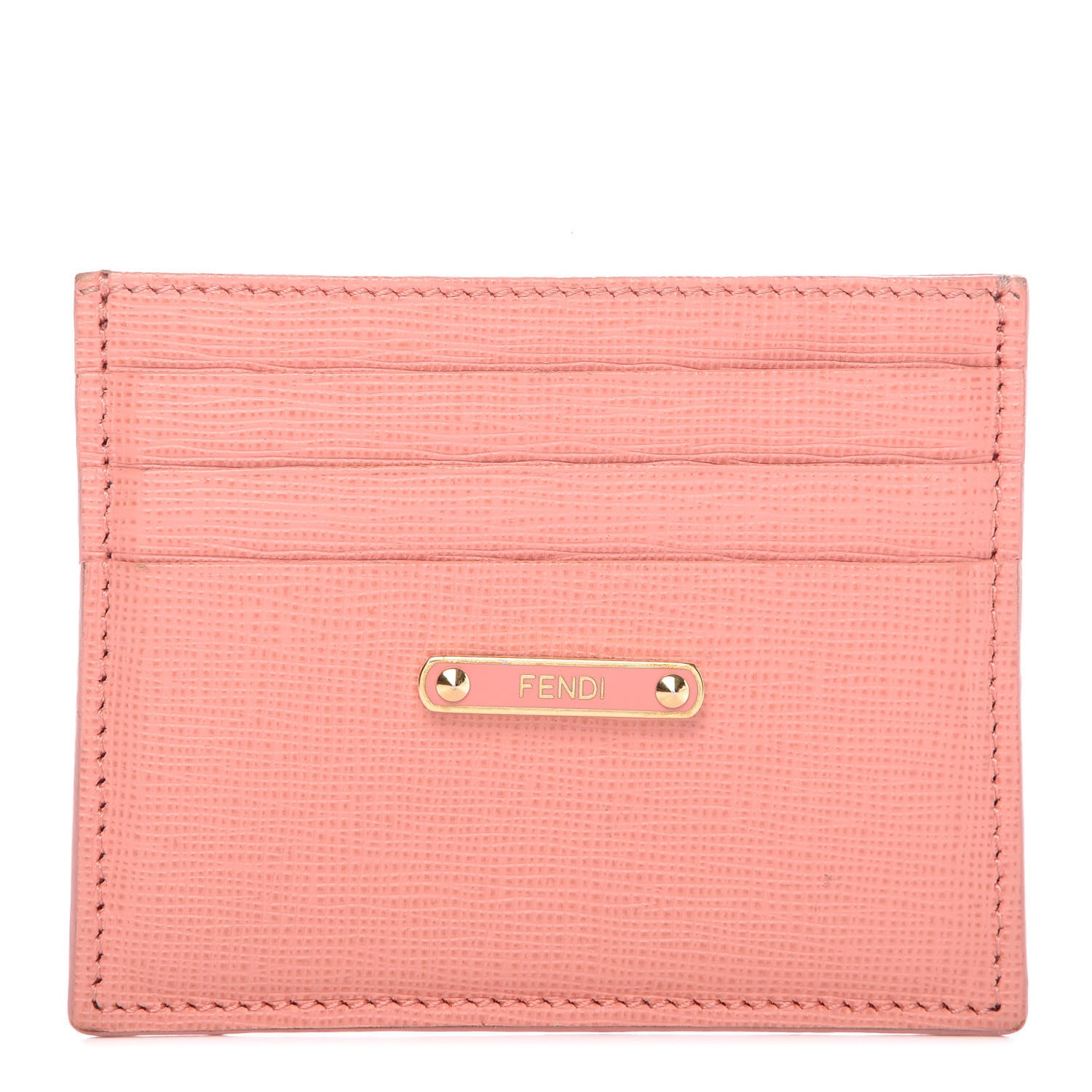Fendi Vitello Elite Card Holder Pesca 1 of 10