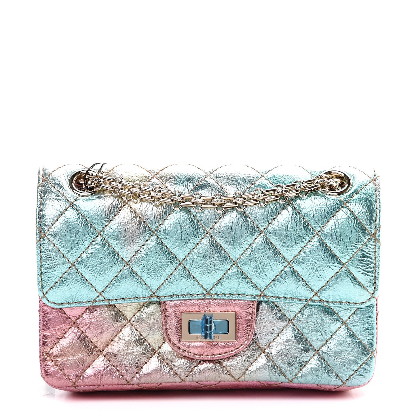 Metallic Goatskin Quilted Mini 2.55 Reissue Flap Multicolor