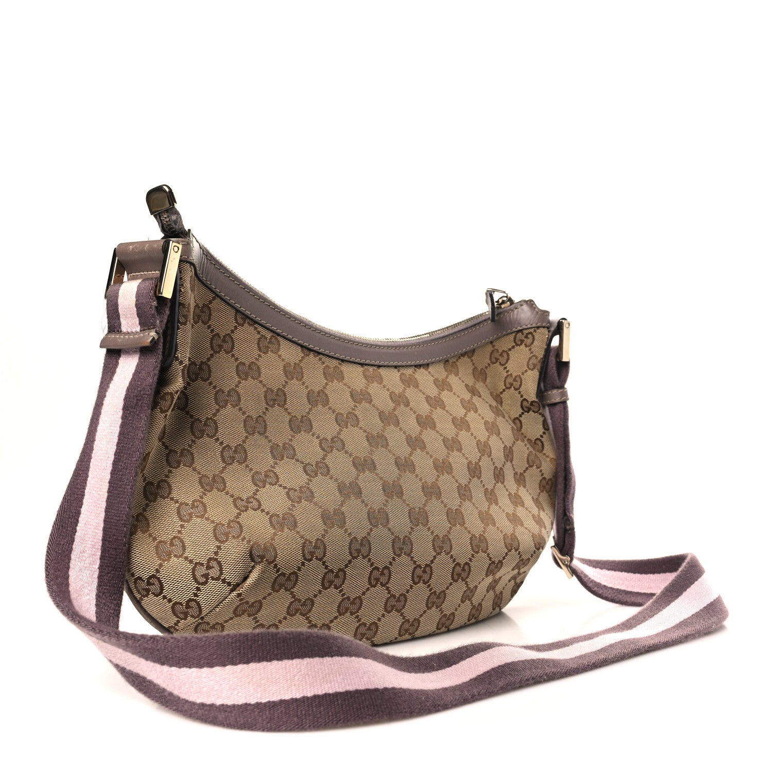 Gucci GG Plus Monogram Web Medium Half Moon Hobo Dark Brown 3 of 9