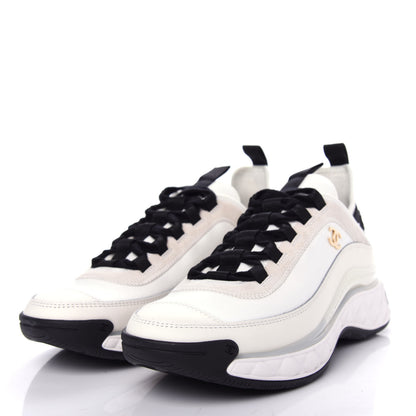 Chanel Velvet Calfskin Mixed Fibers CC Sneakers 38 White Black 3 of 11