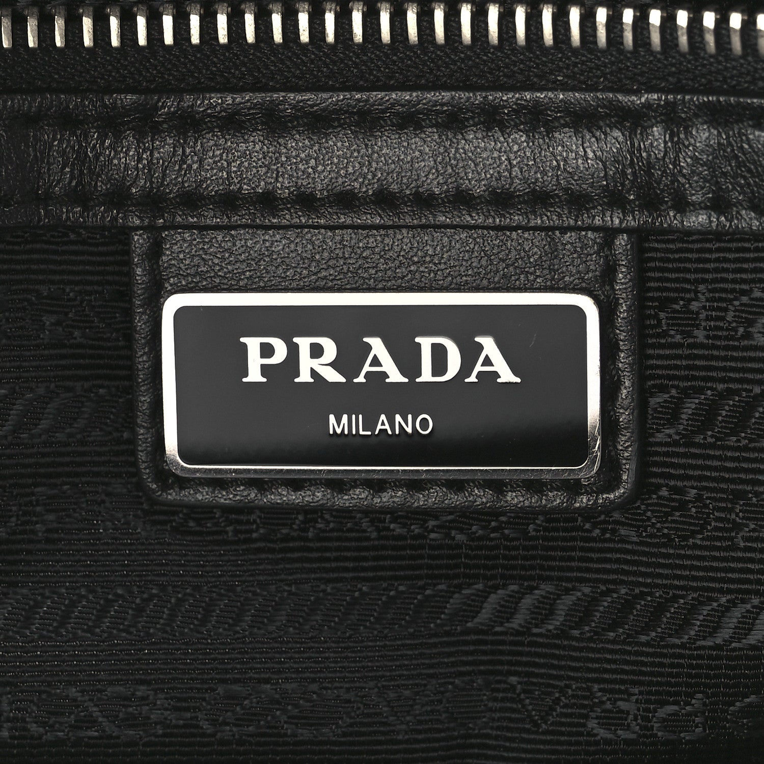 Prada Saffiano Travel Metal Triangle Logo Slip Handle Wristlet Pouch Black 6 of 12