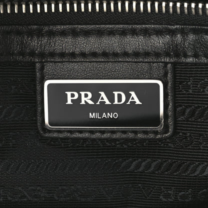 Prada Saffiano Travel Metal Triangle Logo Slip Handle Wristlet Pouch Black 6 of 12