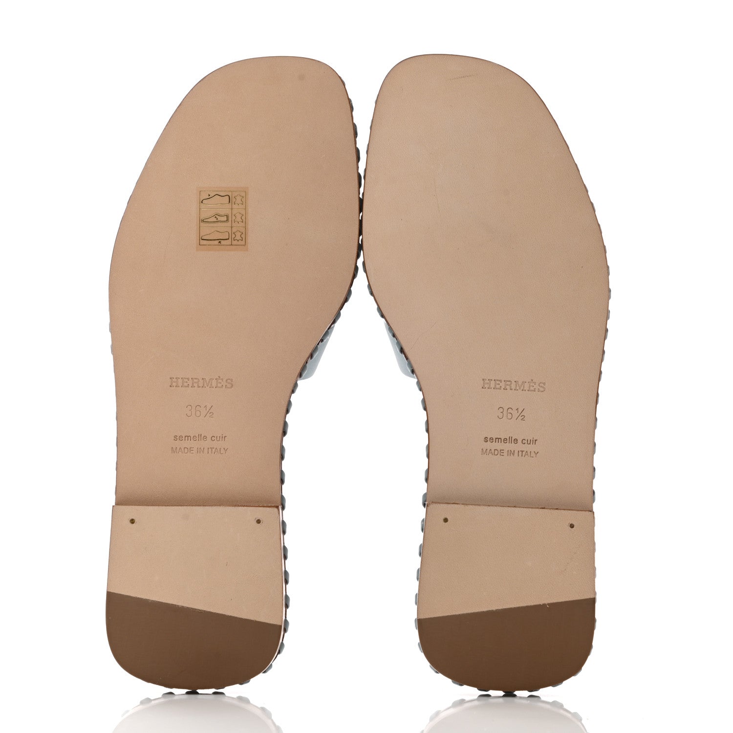 Hermes Box Calfskin Braided Oran Sandals 36.5 Vert D'Eau 5 of 9