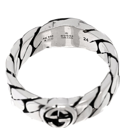 Gucci Sterling Silver Enamel Interlocking G Chain Ring 63 10.5 Black 4 of 5