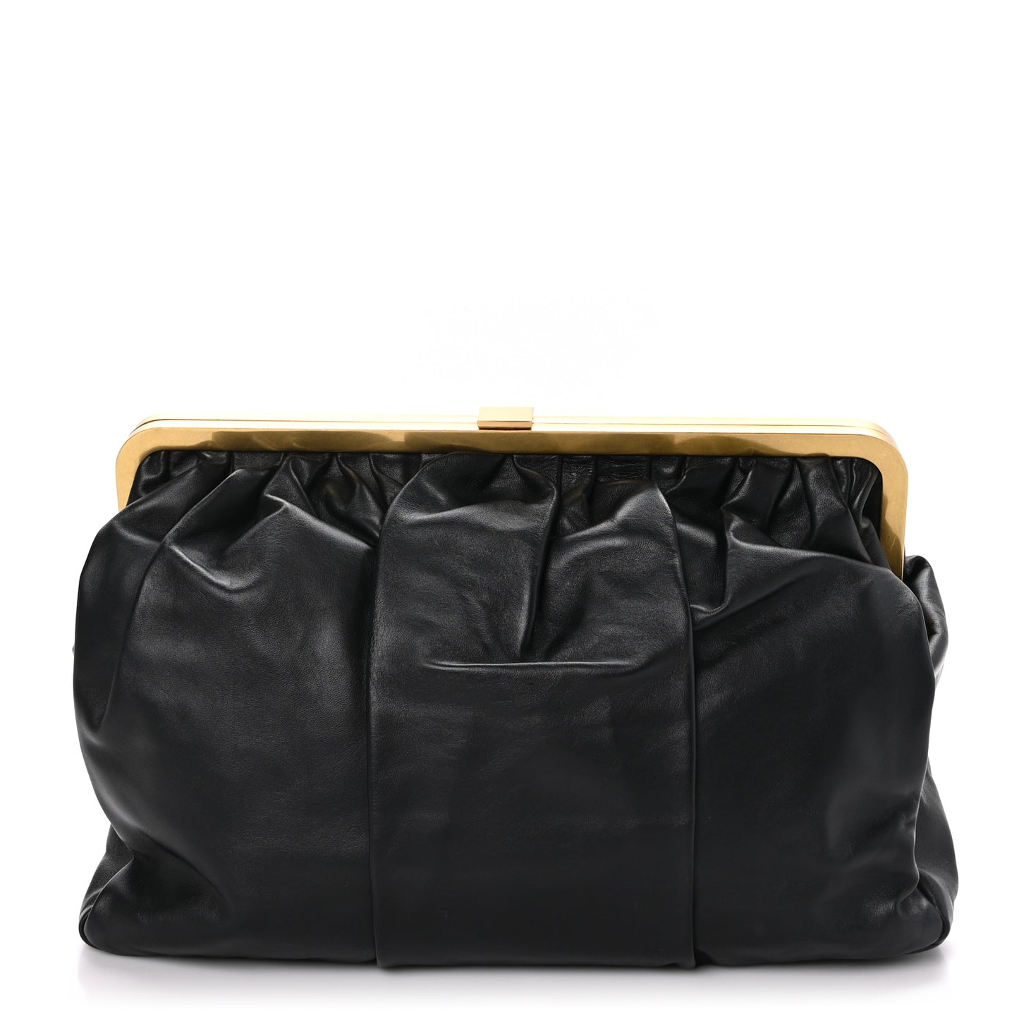 Lambskin Wave Frame Clutch Black