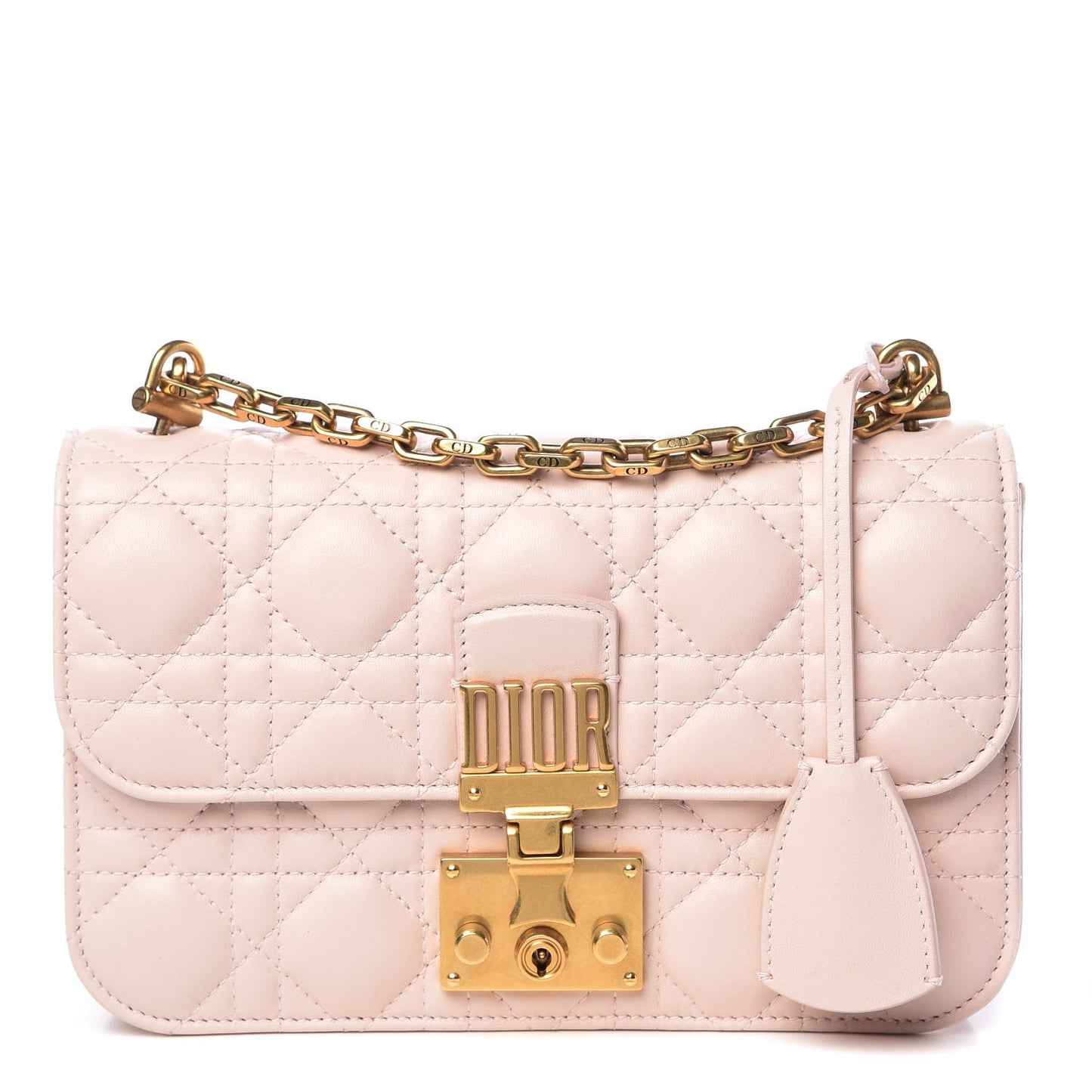 Lambskin Cannage Small Dioraddict Flap Rose Poudre