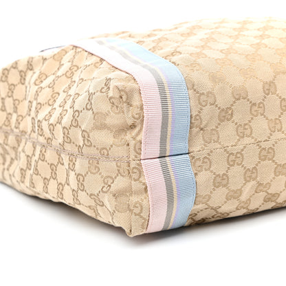 Gucci GG Monogram Medium Web Handle Vertical Tote Pink Blue 8 of 9