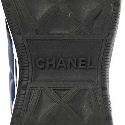 Chanel Nylon Suede Calfskin Womens Logo Sneakers 37.5 Blue Navy Dark Navy 6 of 10
