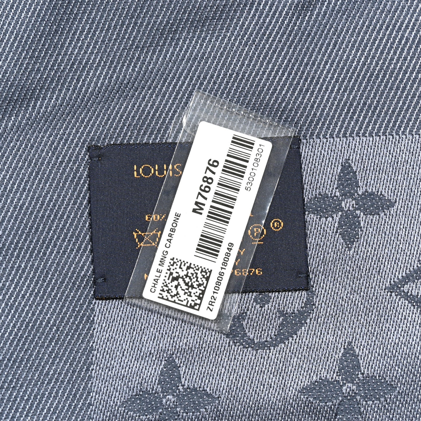 Silk Wool Monogram Denim Shawl Blue Blue
