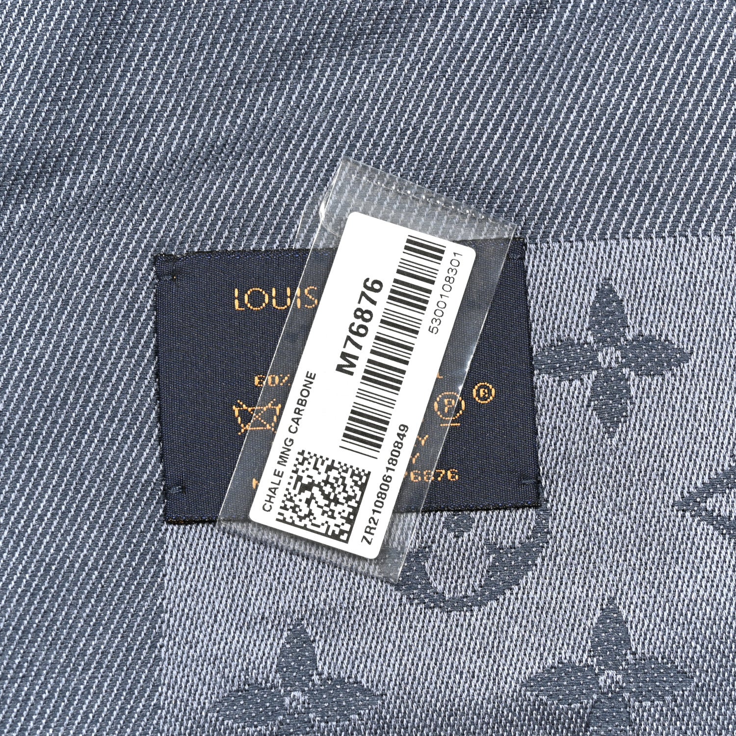Louis Vuitton Silk Wool Monogram Denim Shawl Blue Blue 3 of 3