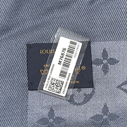 Louis Vuitton Silk Wool Monogram Denim Shawl Blue Blue 3 of 3
