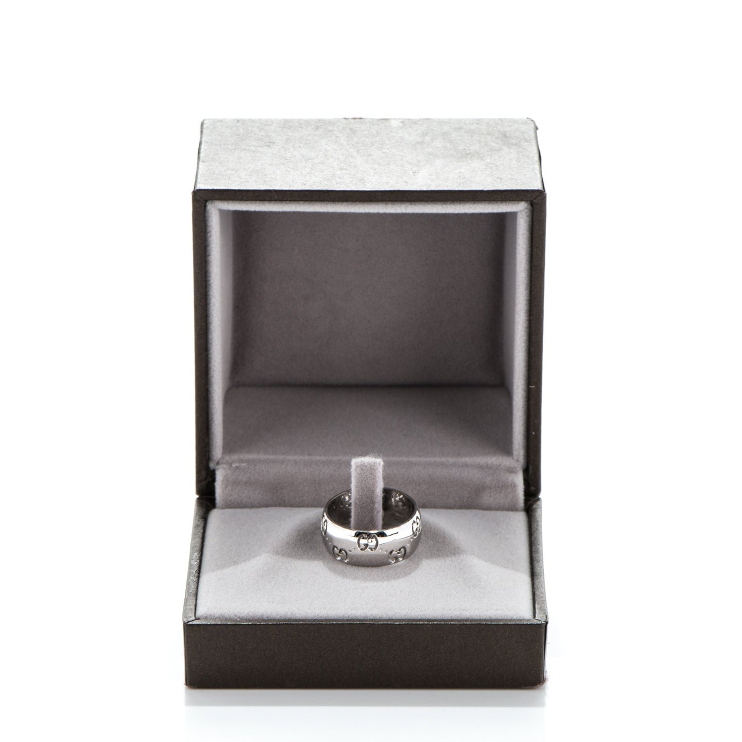 18K White Gold 8mm Icon Band Ring 6.5