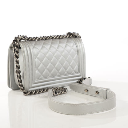 Chanel Calfskin Quilted Small Boy Flap Silver 3 of 9