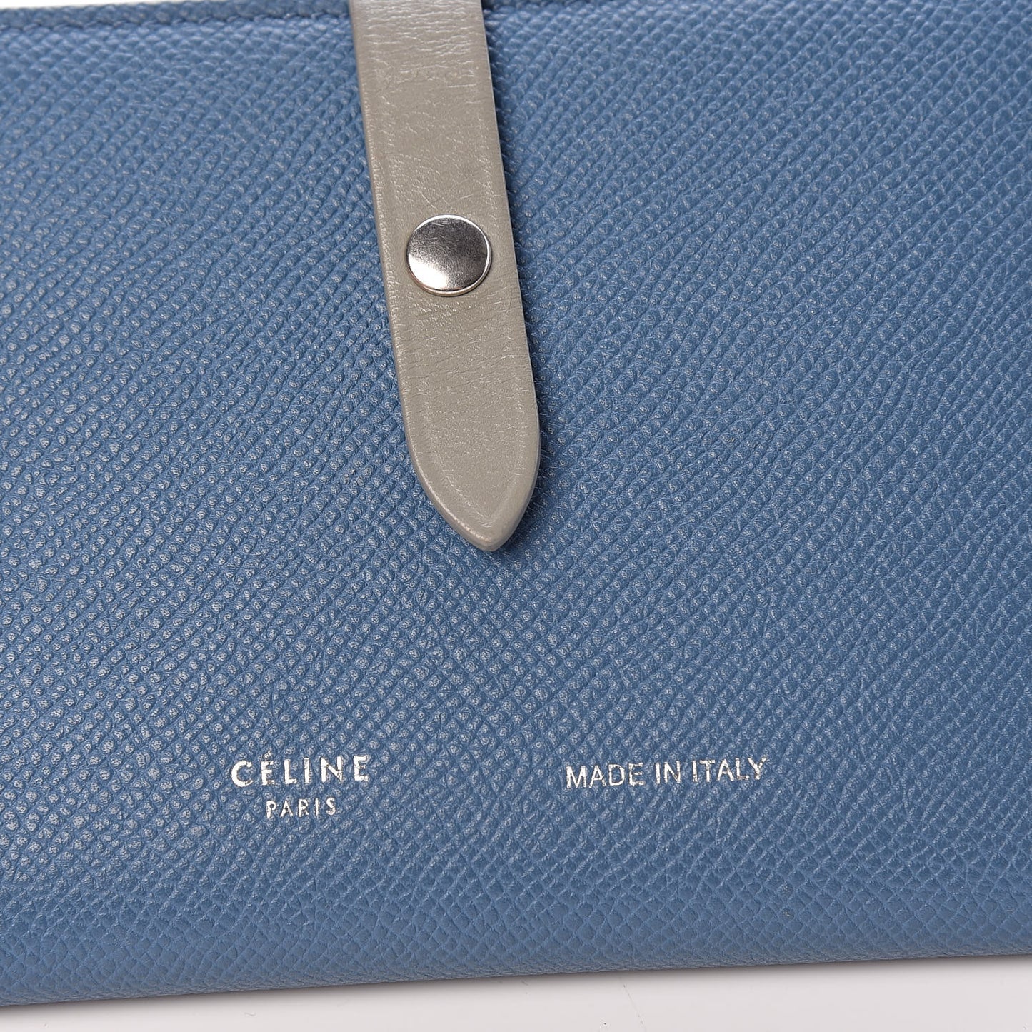 Grained Calfskin Medium Multifunction Strap Wallet Denim