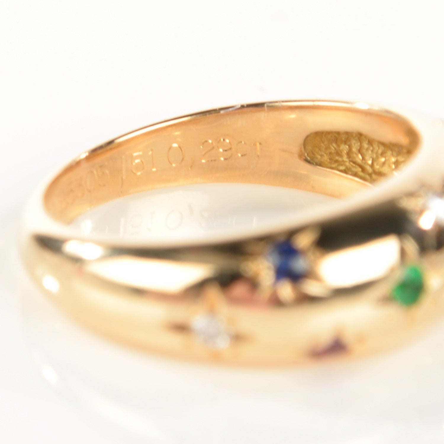 Van Cleef & Arpels 18K Yellow Gold Diamond Sapphire Emerald Ruby Dome Star Ring 48 4.5 5 of 5