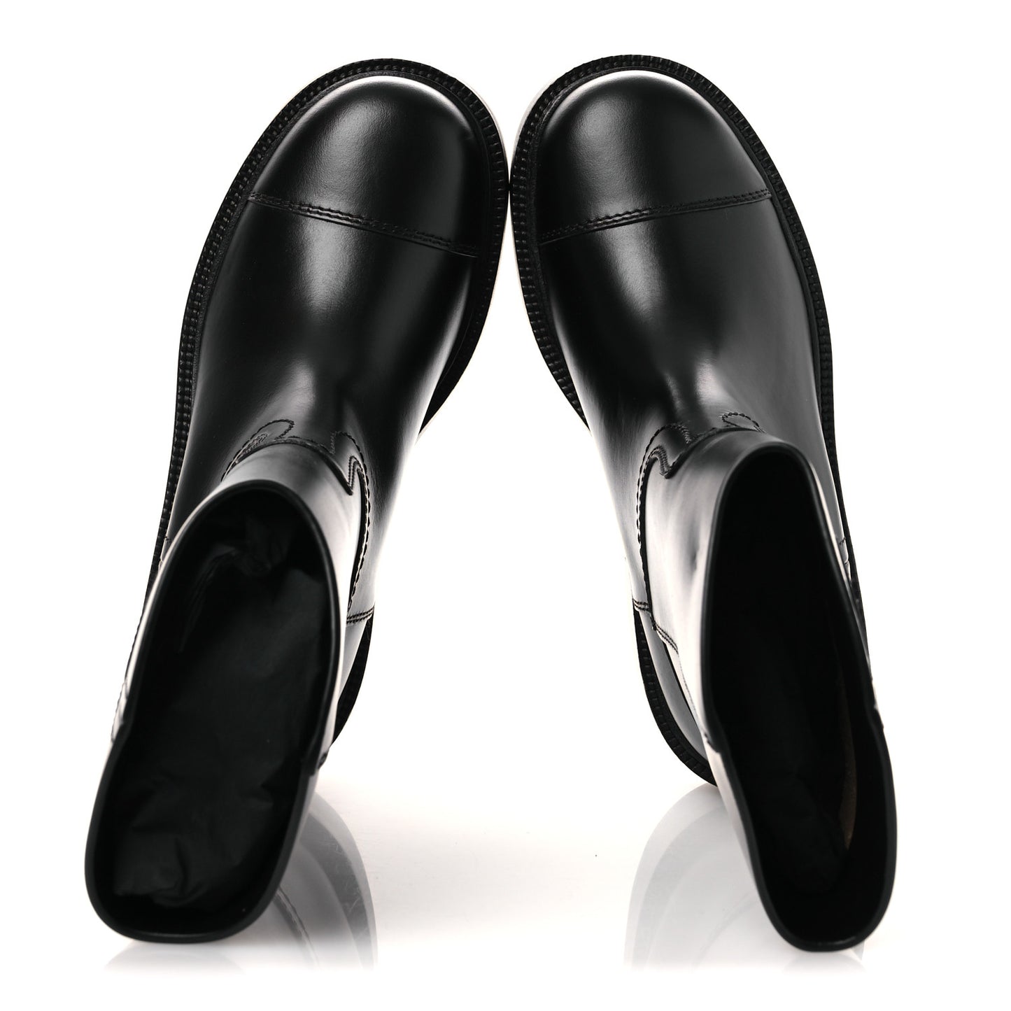 Calfskin Cap Toe Boots 37 Black