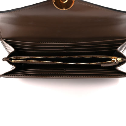 Fendi Vitello Soft F is Fendi Bi-Color FF 1974 Embossed Continental Envelope Wallet Maya Black 5 of 13