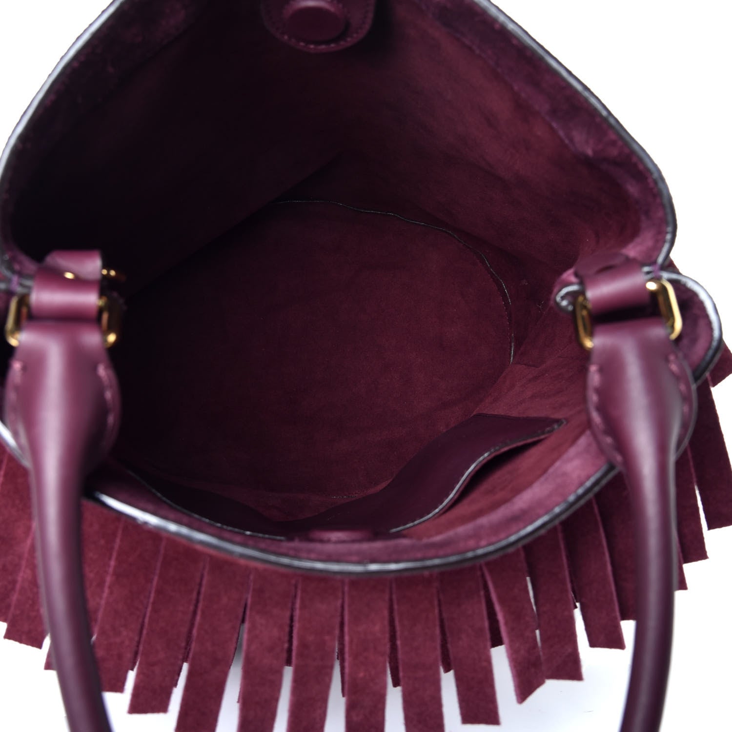 Burberry Prorsum Suede Fringe Bucket Bag Elderberry 5 of 10