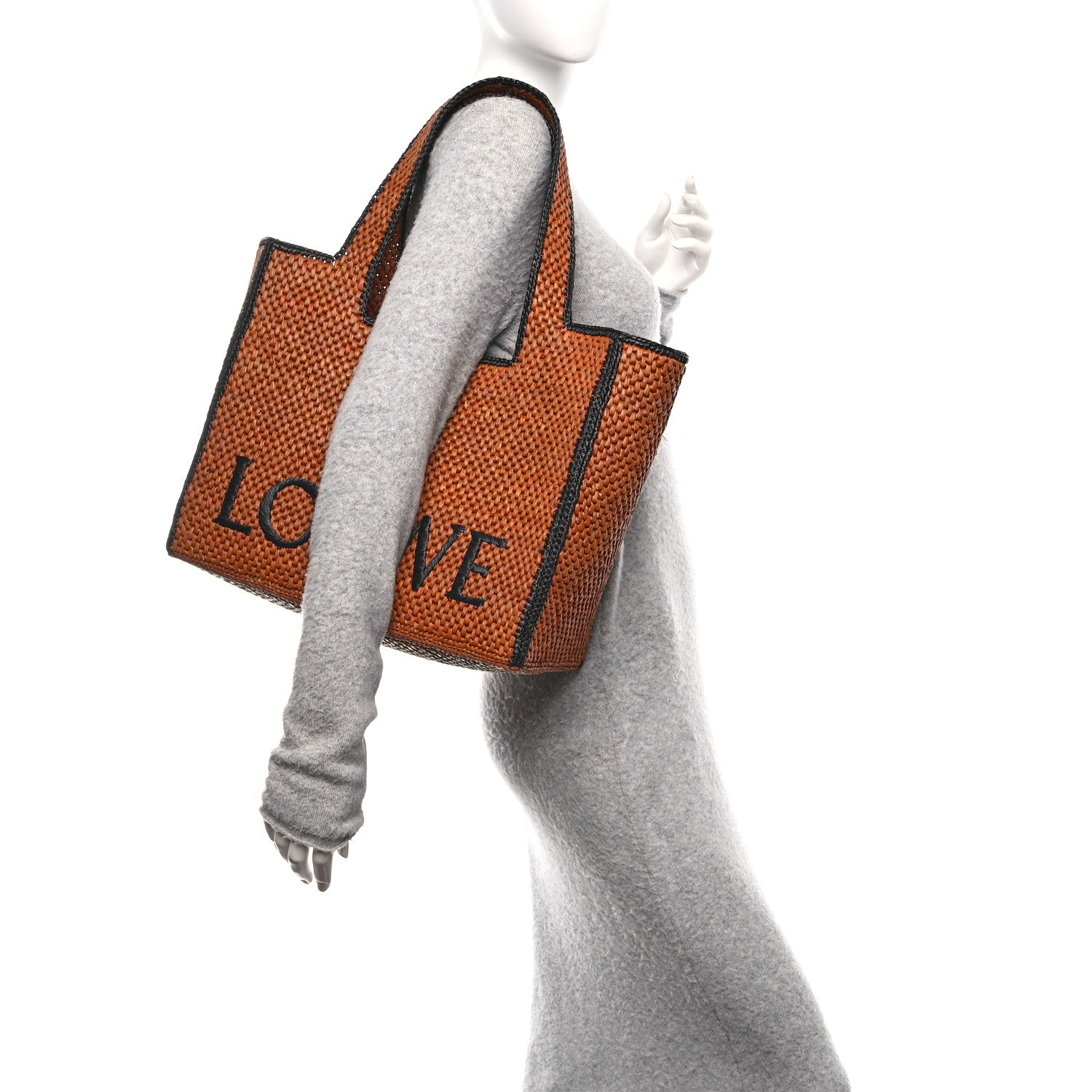 Loewe X PAULA'S IBIZA Raffia Large Font Tote Honey Black 2 of 11