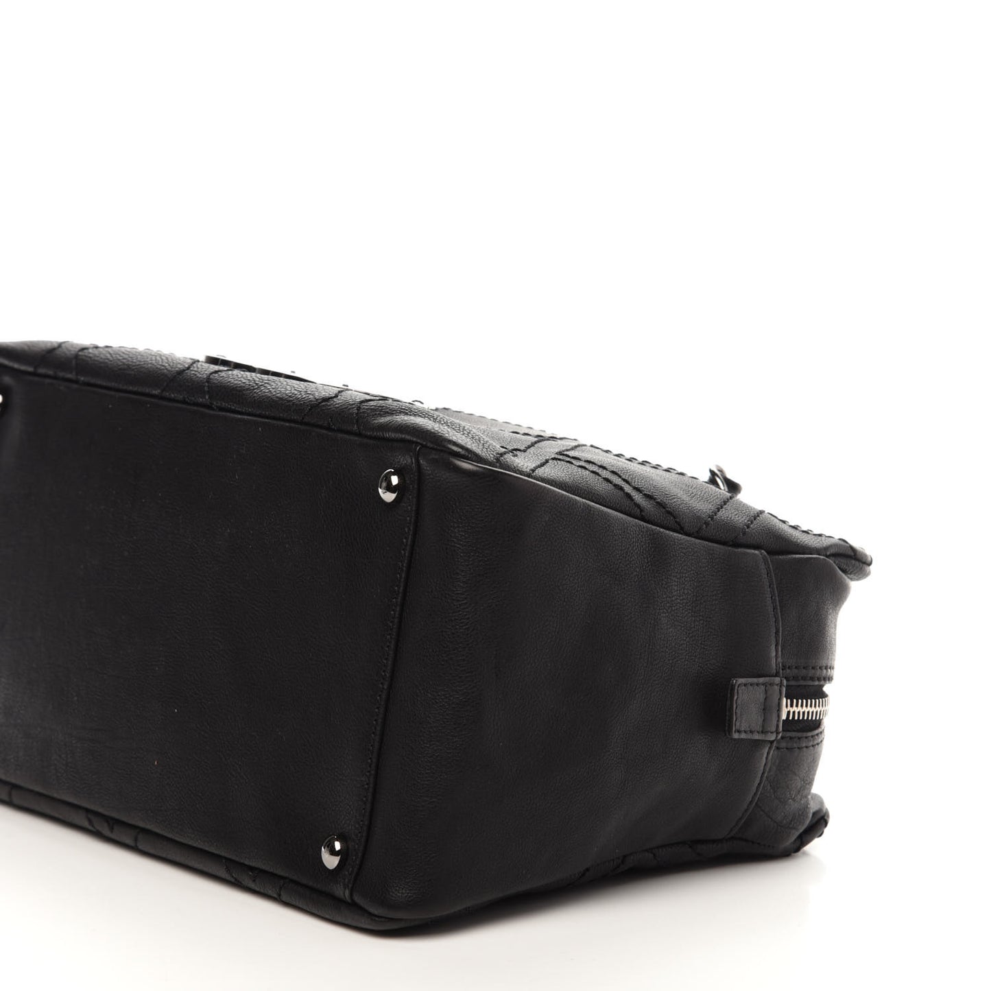 Calfskin Diamond Stitch Tote Black