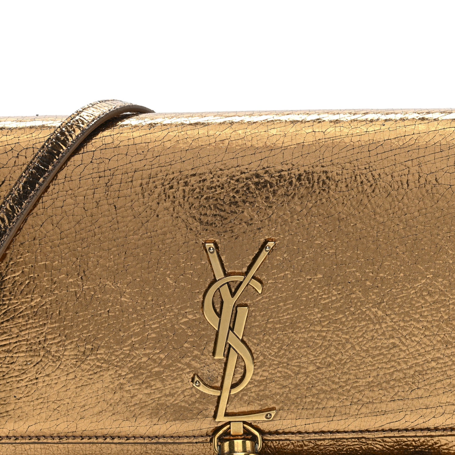 Metallic Calfskin Classic Monogram Kate Tassel Chain Wallet Gold