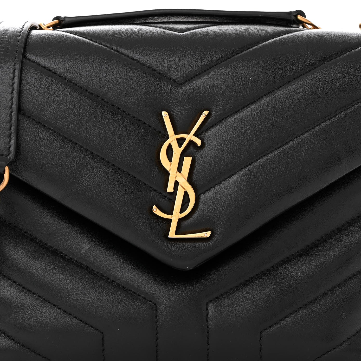 Saint Laurent Calfskin Y Quilted Monogram Small Loulou Chain Satchel Black 8 of 11