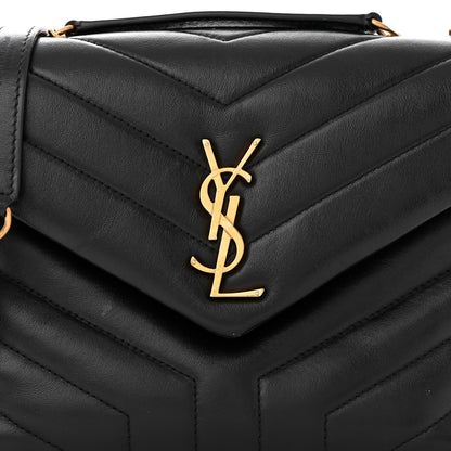Saint Laurent Calfskin Y Quilted Monogram Small Loulou Chain Satchel Black 8 of 11