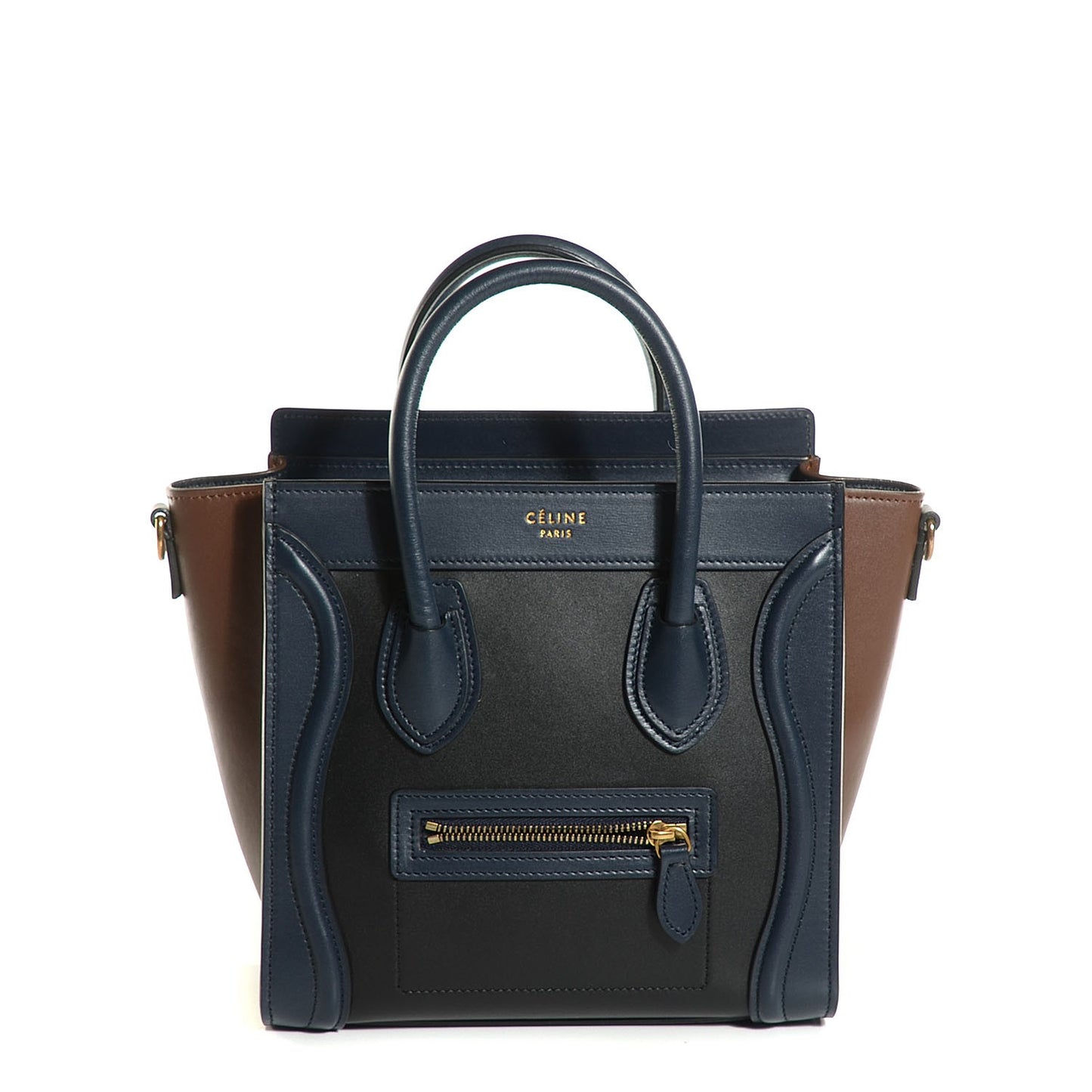 Smooth Calfskin Nano Tri-Color Luggage Black