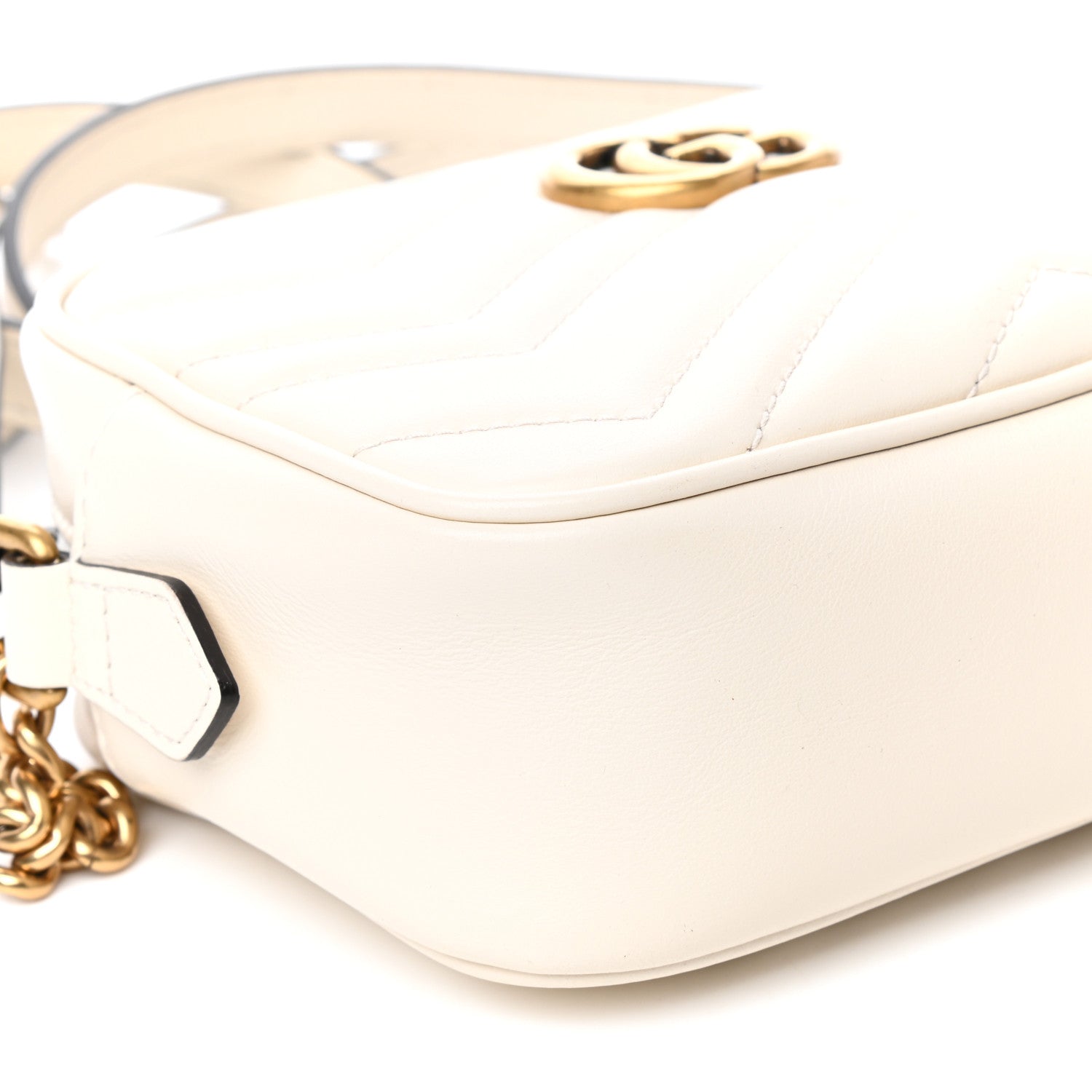 Gucci Calfskin Matelasse Mini GG Marmont Chain Shoulder Bag White 8 of 9