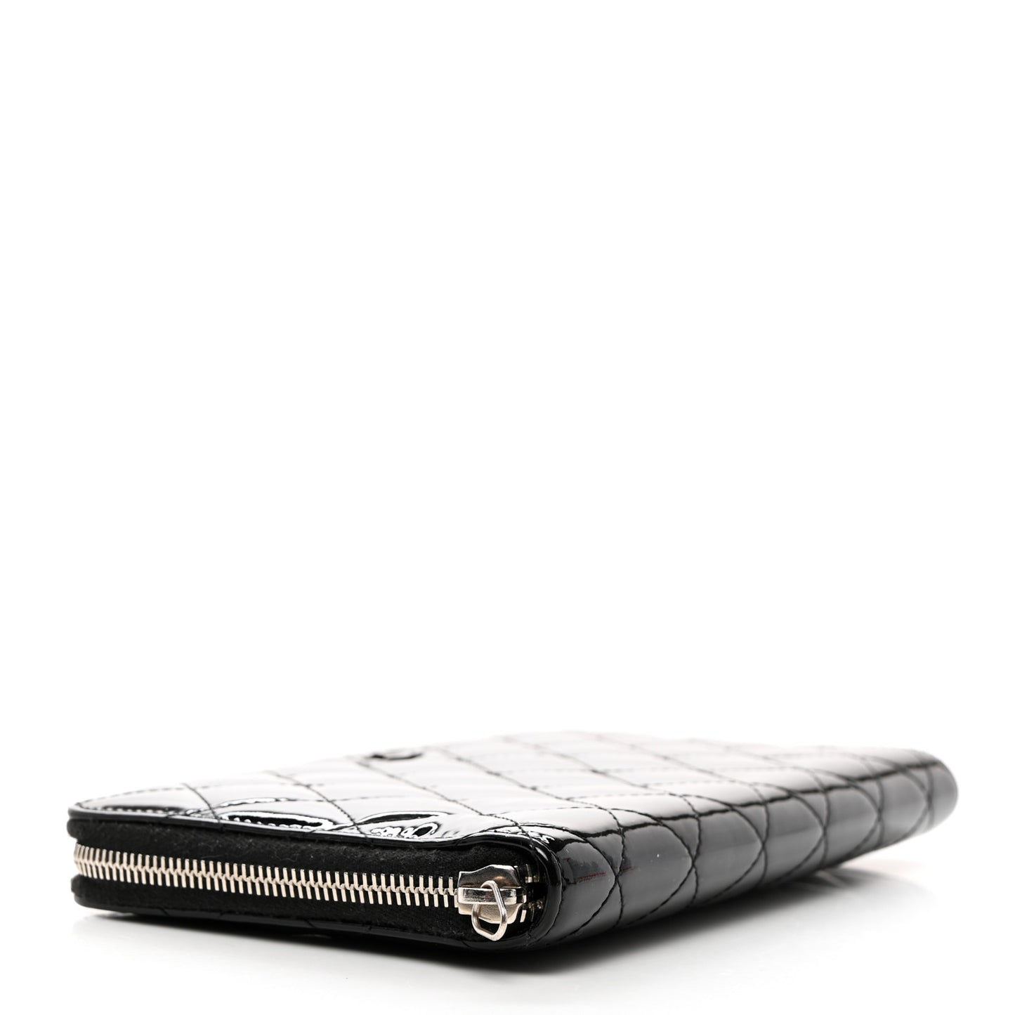 Patent Quilted Large Zip Around Organizer Wallet So Black