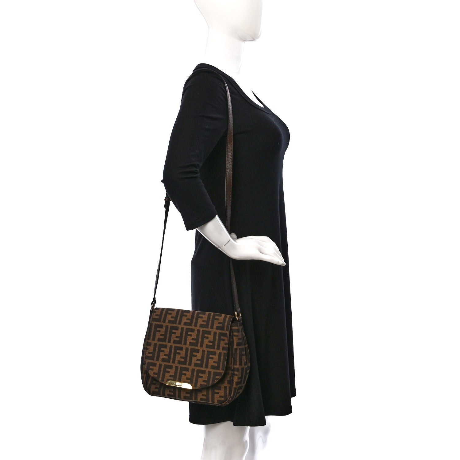 Fendi Zucca Vitello Artic Small Messenger Bag Tobacco Castagna 2 of 9