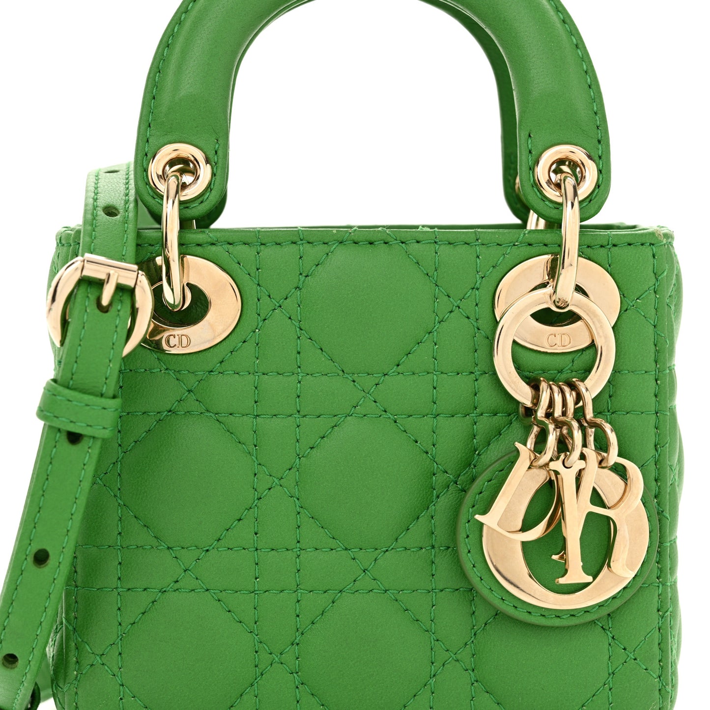 Lambskin Cannage Micro Lady Dior Green