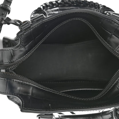 Balenciaga Semi Shiny Calfskin Crocodile Embossed Neo Classic Black Hardware Mini City Black 5 of 10