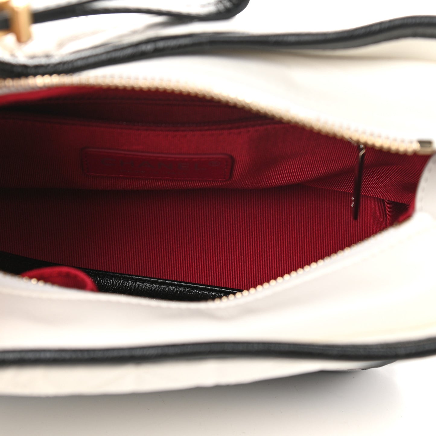 Aged Calfskin Quilted Small Gabrielle Hobo Black White