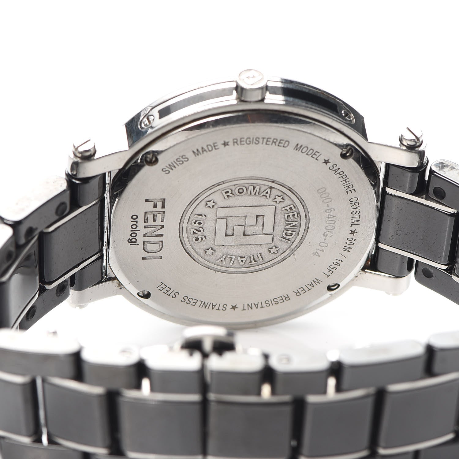Fendi Stainless Steel Ceramic 38mm Round Quartz Watch Black 4 of 5