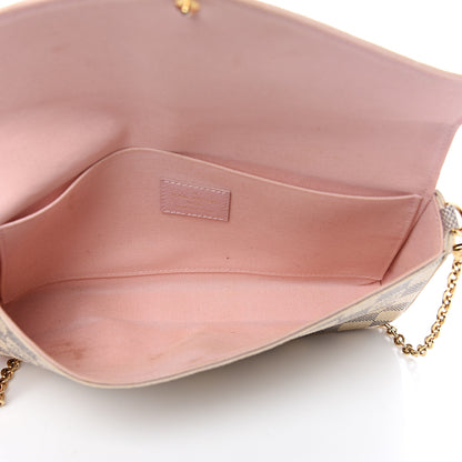 Louis Vuitton Damier Azur Pochette Felicie Chain Wallet Rose Ballerine 4 of 11