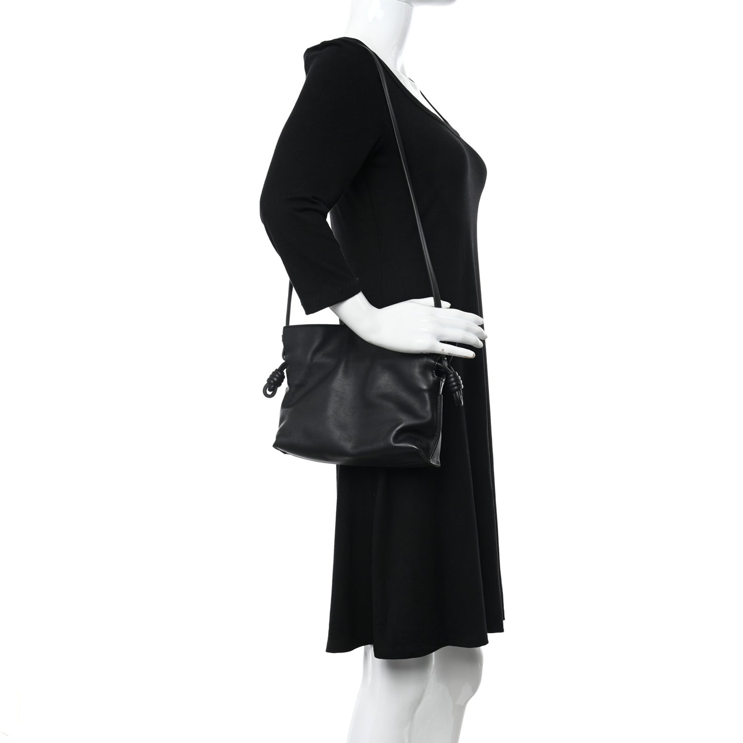 Calfskin Mini Flamenco Knot Clutch Black