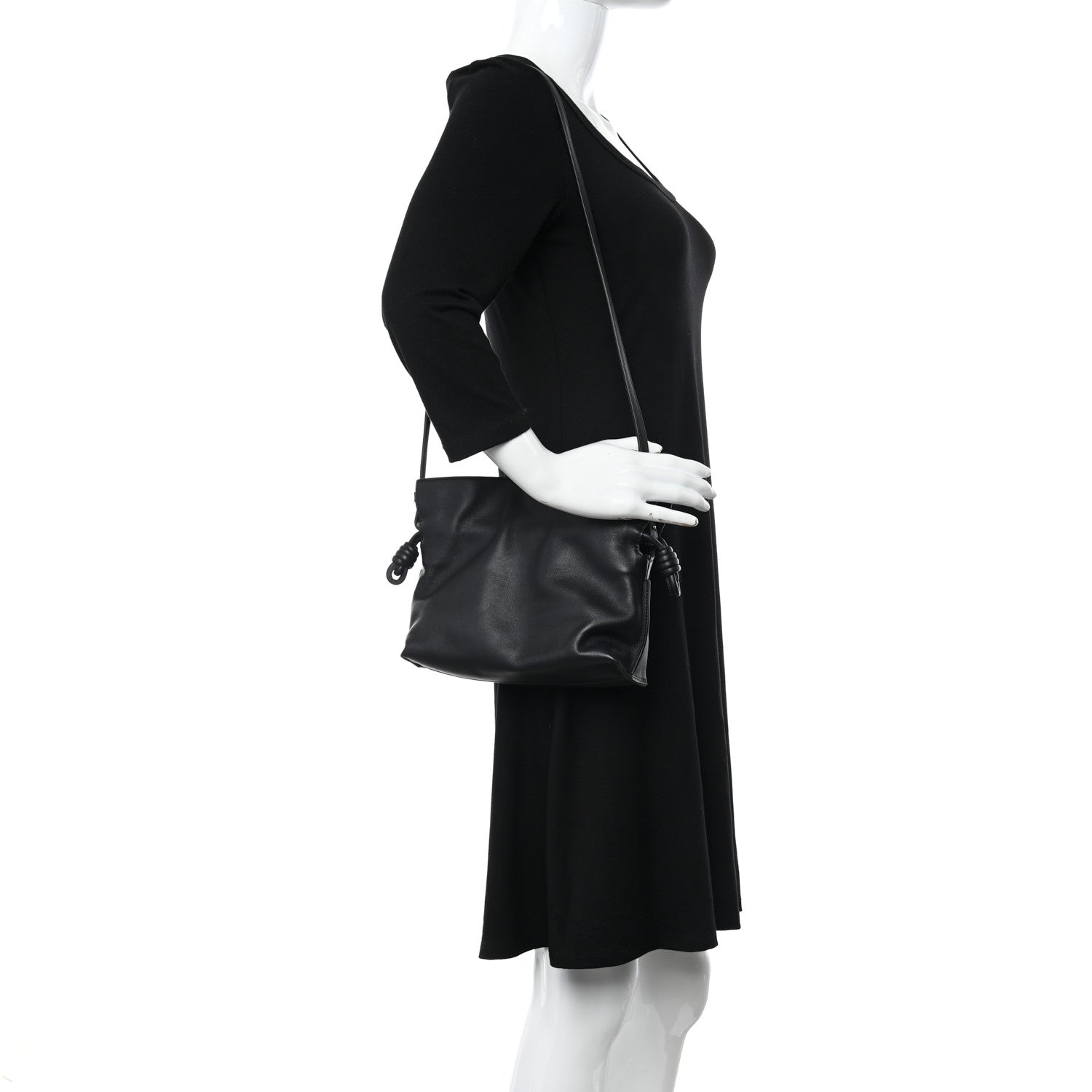 Loewe Calfskin Mini Flamenco Knot Clutch Black 2 of 10