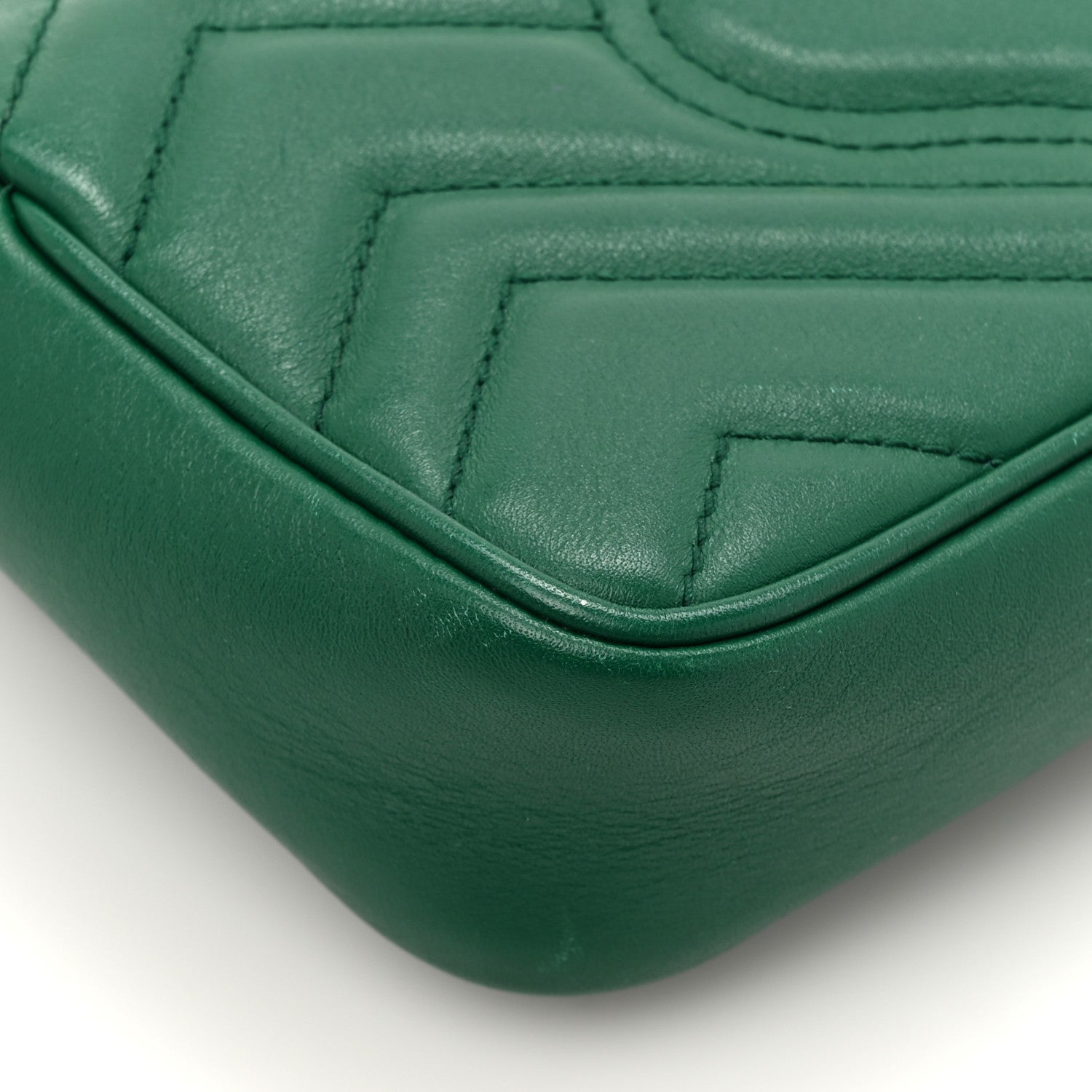 Gucci Calfskin Matelasse Super Mini GG Marmont Shoulder Bag Emerald Green 13 of 18