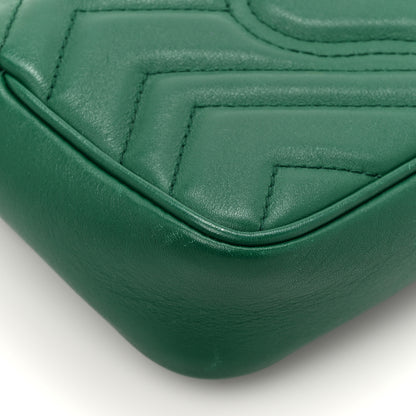 Gucci Calfskin Matelasse Super Mini GG Marmont Shoulder Bag Emerald Green 13 of 18