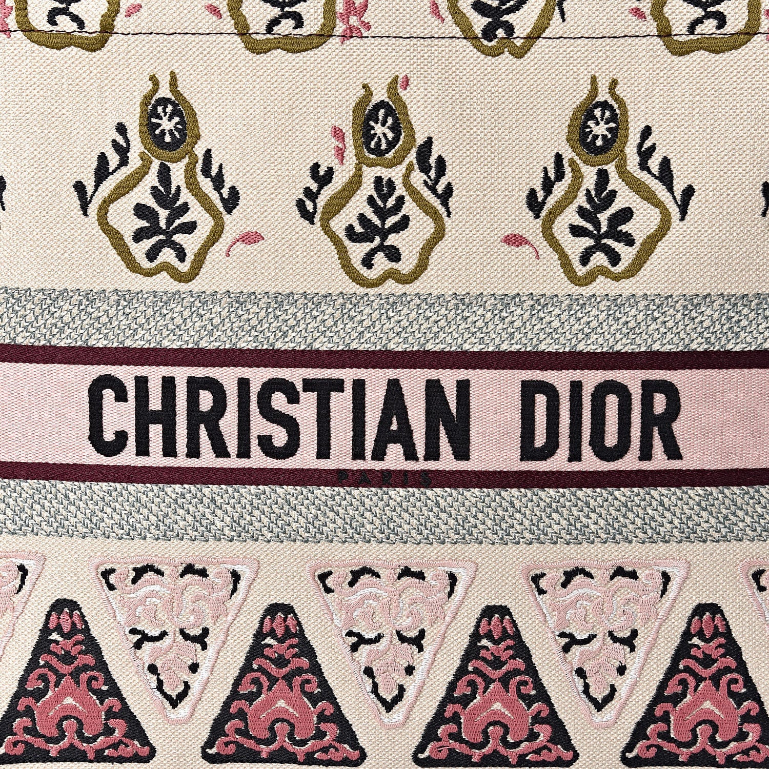 Christian Dior Canvas Embroidered Geometric Book Tote Multicolor 10 of 12